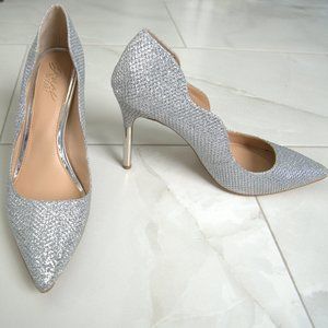 Jewel Badgley Mischka silver heels